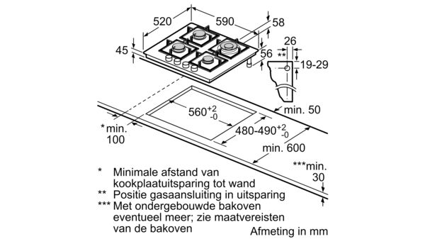 SIEMENS EN6B6HB90 IQ300 gaskookplaat - 60cm SIEMENS EN6B6HB90 IQ300 gaskookplaat - 60cm