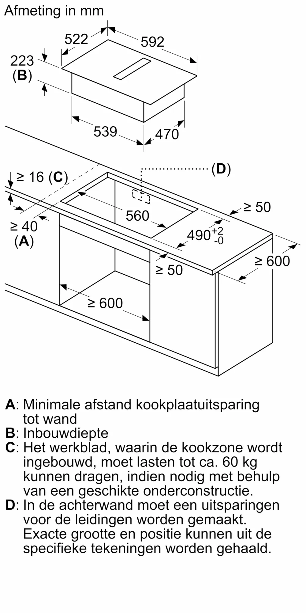 BOSCH PVS611B16E SERIE 2 kookplaat met afzuiging - 60cm