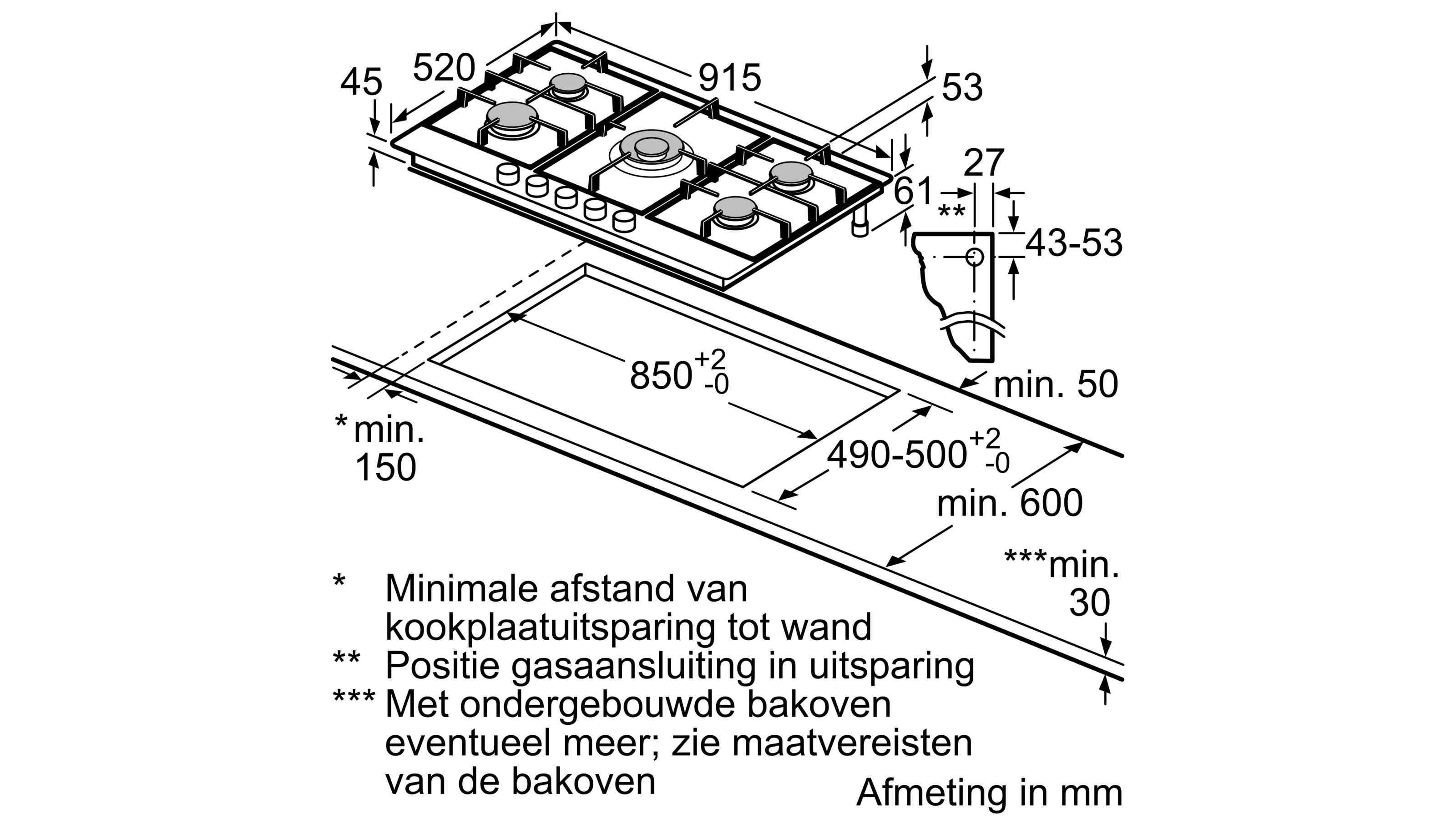 BOSCH PCR9A5B90 SERIE 6 gaskookplaat - 90cm BOSCH PCR9A5B90 SERIE 6 gaskookplaat - 90cm