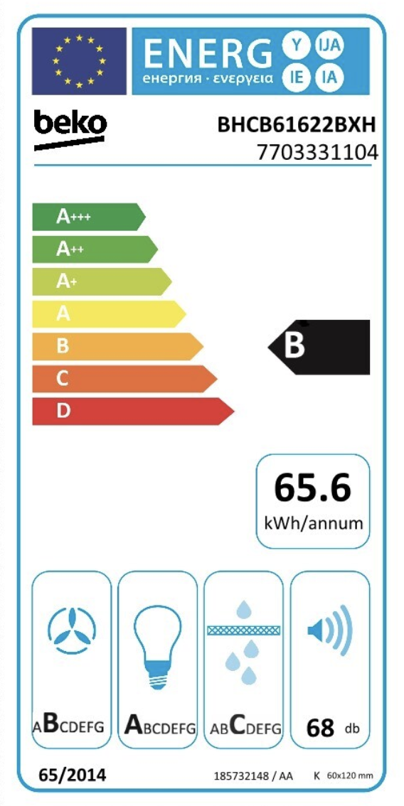 BEKO BHCB61622BXH wandschouwdampkap - 60cm BEKO BHCB61622BXH wandschouwdampkap - 60cm