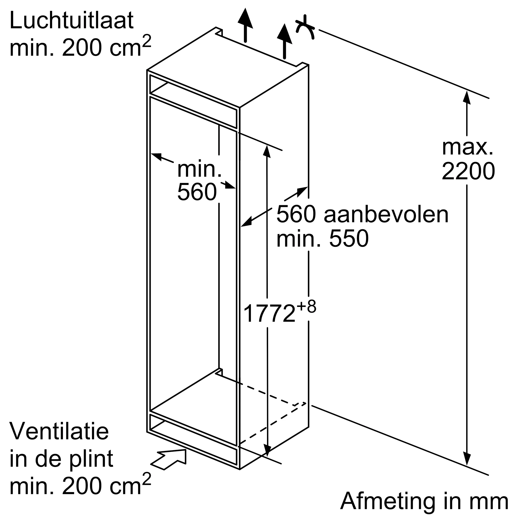 BOSCH KIV86NSE0 SERIE 2 koel-/vriescombinatie - 178cm
