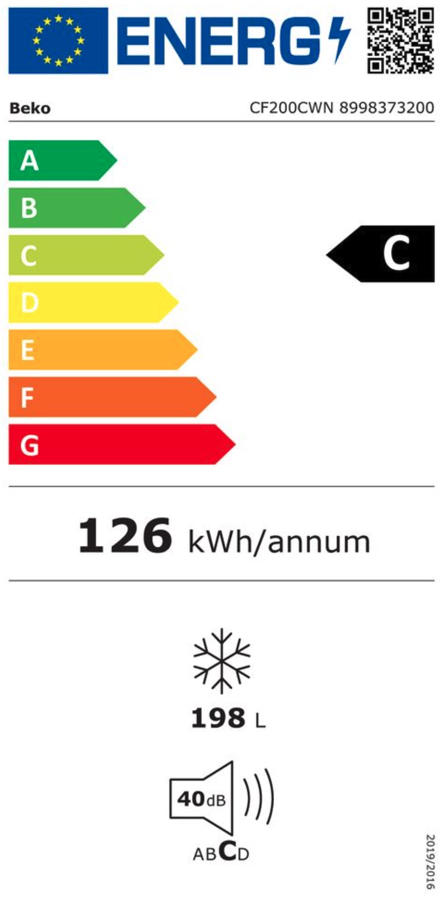 BEKO CF200CWN vrijstaande vriezer BEKO CF200CWN vrijstaande vriezer