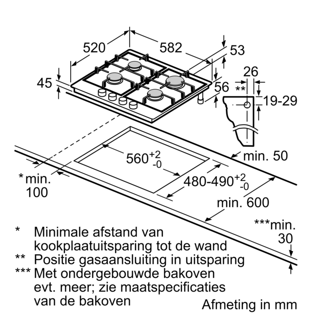 BOSCH PCP6A5I90 gaskookplaat - 60cm BOSCH PCP6A5I90 gaskookplaat - 60cm