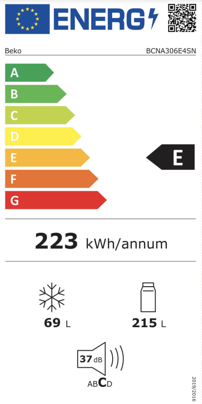 BEKO BCNA306E4SN koel-/vriescombinatie - 193cm BEKO BCNA306E4SN koel-/vriescombinatie - 193cm