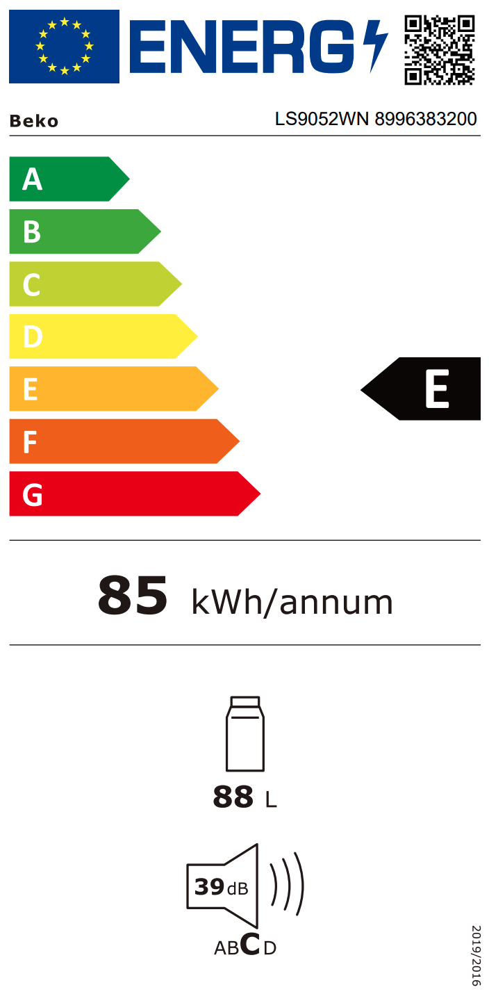 BEKO LS9052WN vrijstaande koelkast zonder vriesvak - 85cm