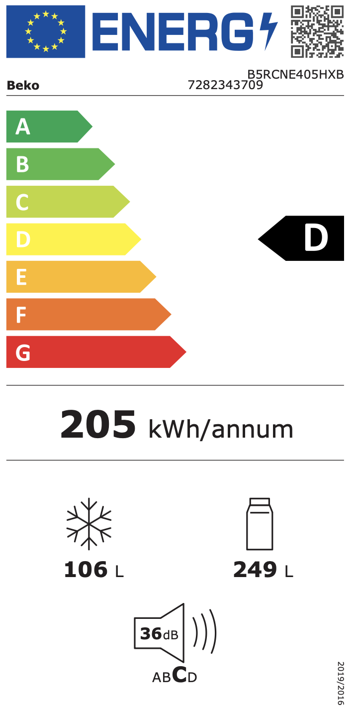 BEKO B5RCNE405HXB vrijstaande koel-/vriescombinatie - 203cm