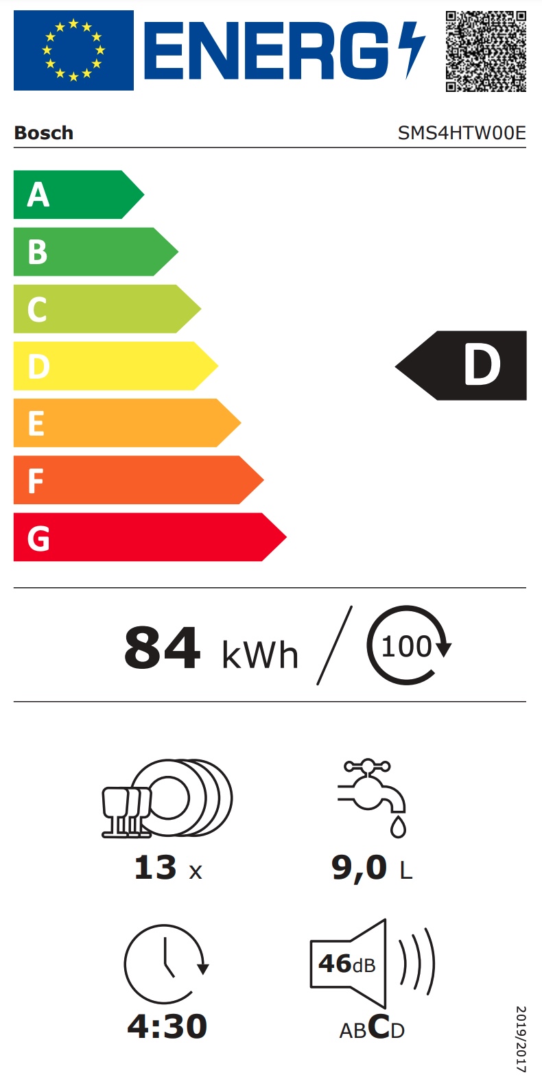 BOSCH SMS4HTW00E SERIE 4 vrijstaande vaatwasser