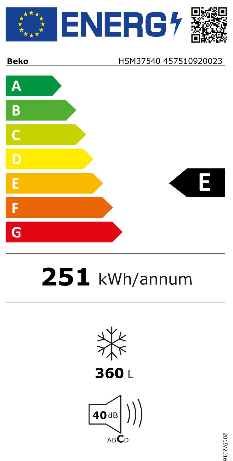 BEKO HSM37540 vrijstaande vriezer BEKO HSM37540 vrijstaande vriezer