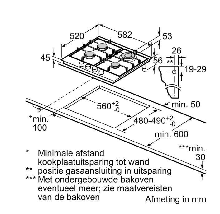 BOSCH PGH6B5K90 gaskookplaat - 60cm BOSCH PGH6B5K90 gaskookplaat - 60cm