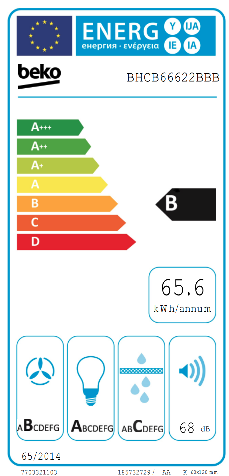 BEKO BHCB66622BBB wandschouwdampkap - 60cm BEKO BHCB66622BBB wandschouwdampkap - 60cm