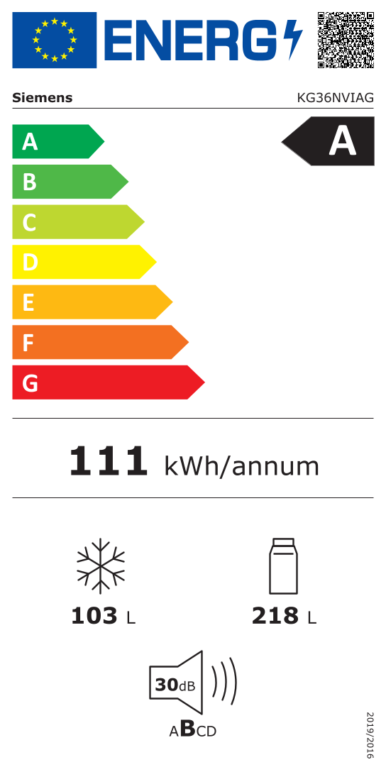SIEMENS KG36NVIAG IQ300 vrijstaande koel-/vriescombinatie - 186cm