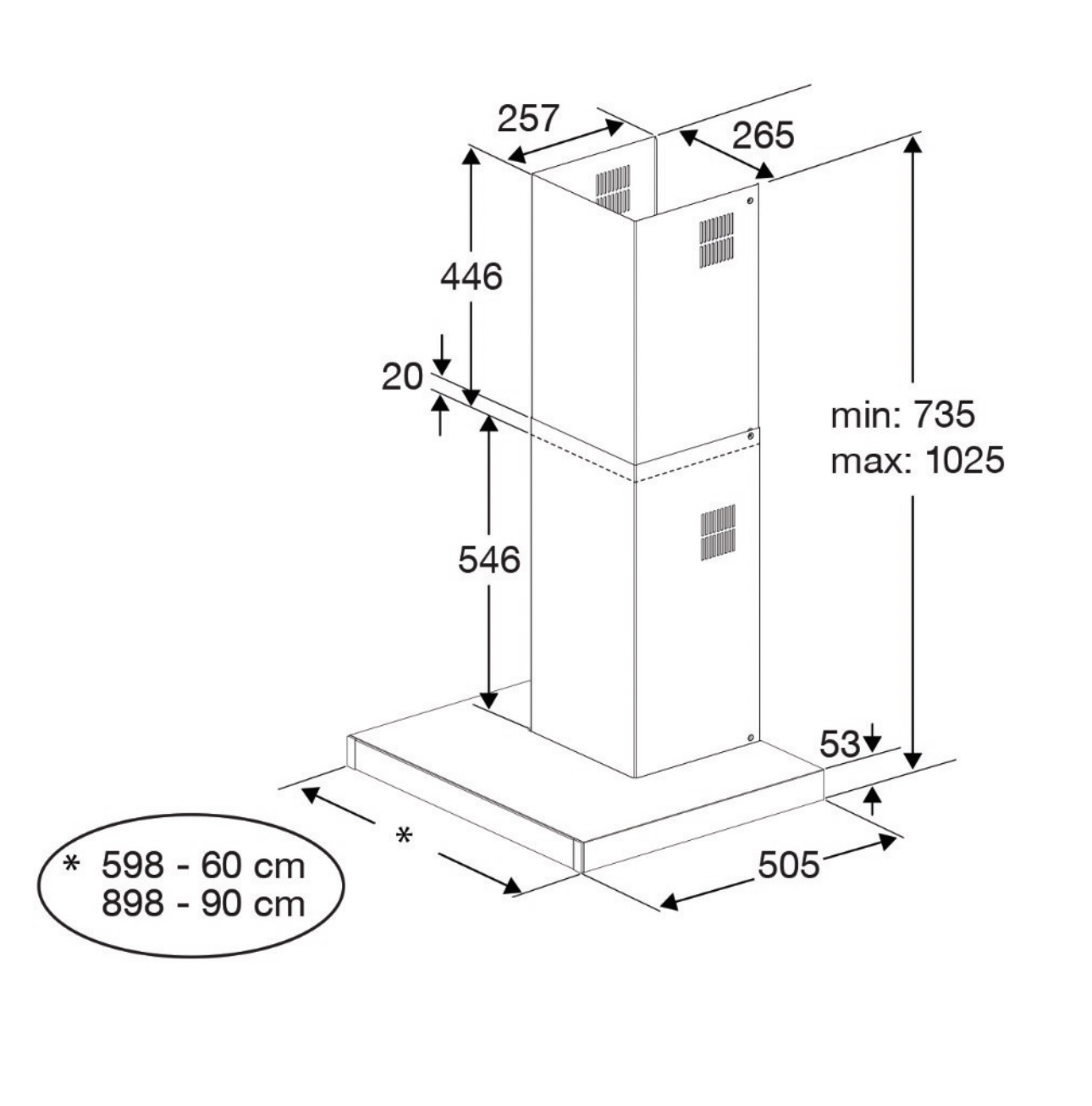 BEKO BHCB66641BBBHS wandschouwdampkap - 60cm BEKO BHCB66641BBBHS wandschouwdampkap - 60cm