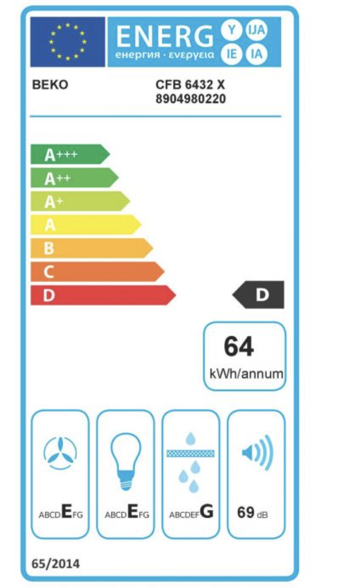 BEKO CFB6432X geïntegreerde dampkap - 60cm BEKO CFB6432X geïntegreerde dampkap - 60cm