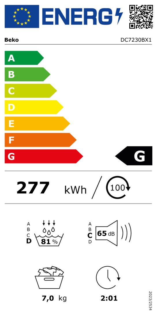 BEKO DC7230BX1 droogkast - condensdroger