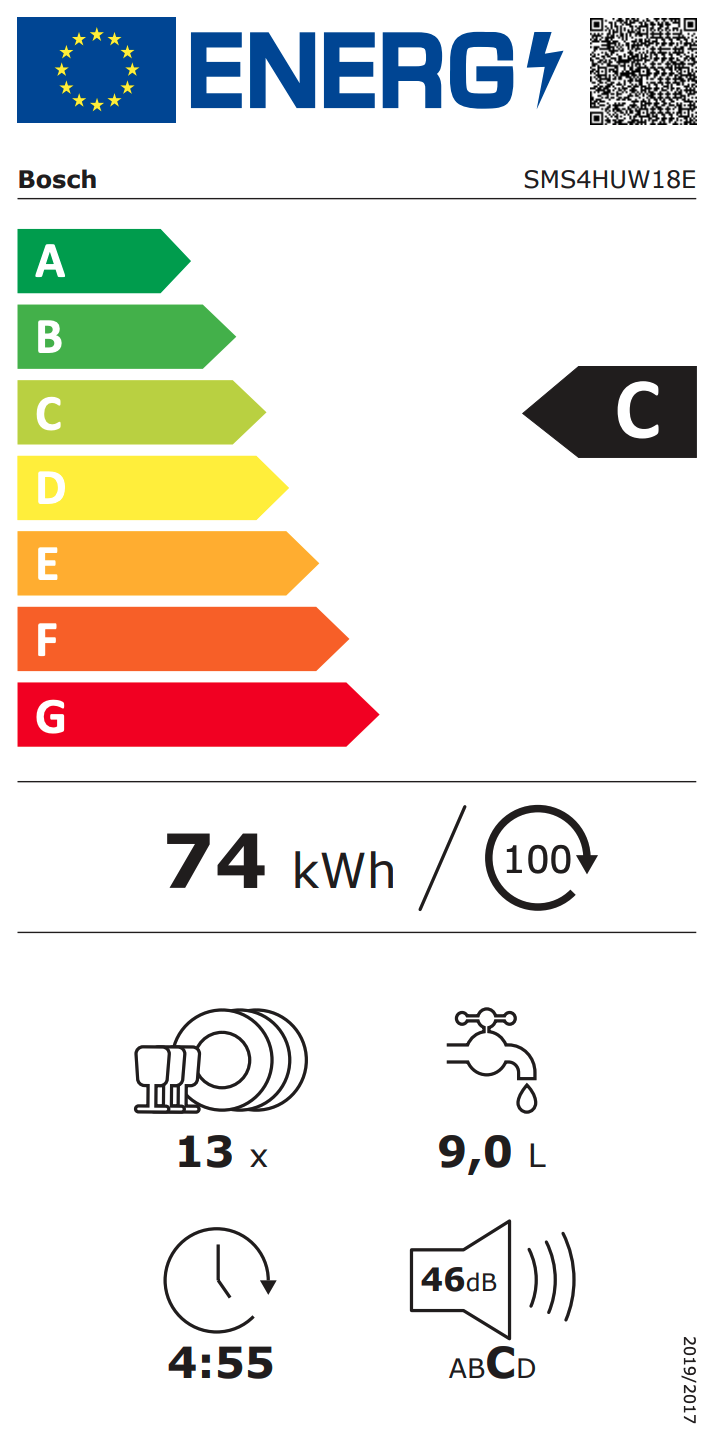 BOSCH SMS4HUW18E Series 4 vrijstaande vaatwasser