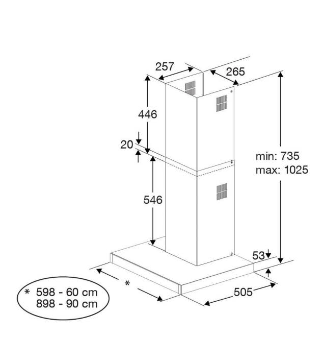 BEKO BHCB91622BXH wandschouwdampkap - 90cm BEKO BHCB91622BXH wandschouwdampkap - 90cm