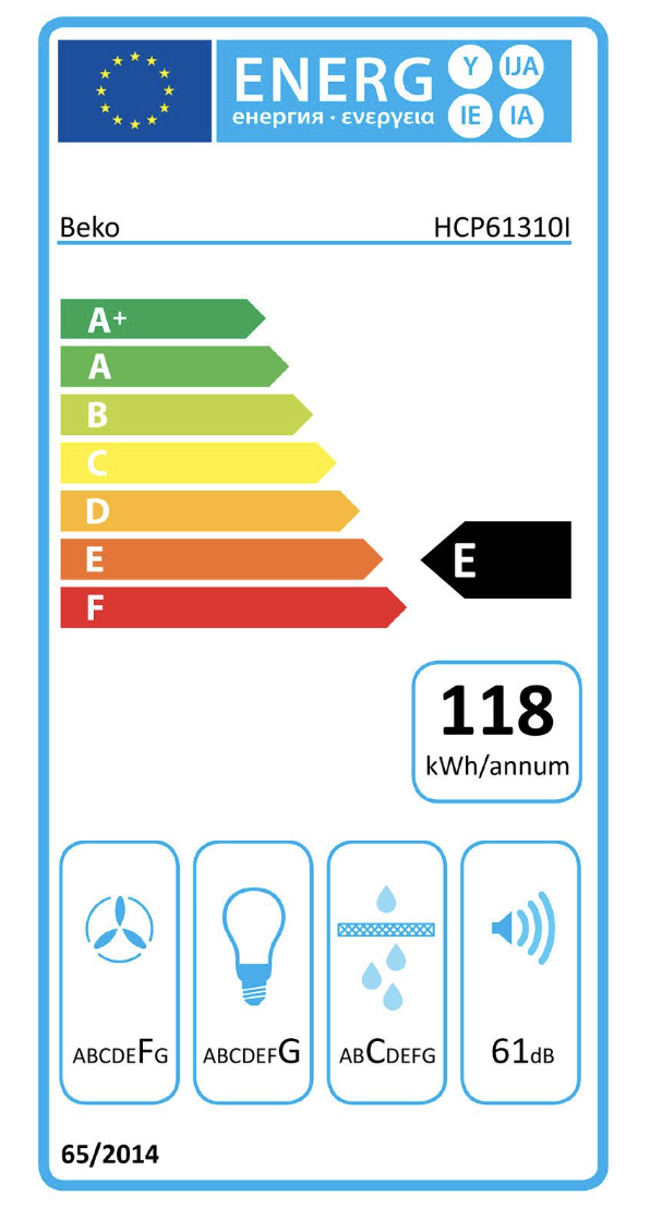 BEKO HCP61310I wandschouwdampkap - 60cm BEKO HCP61310I wandschouwdampkap - 60cm