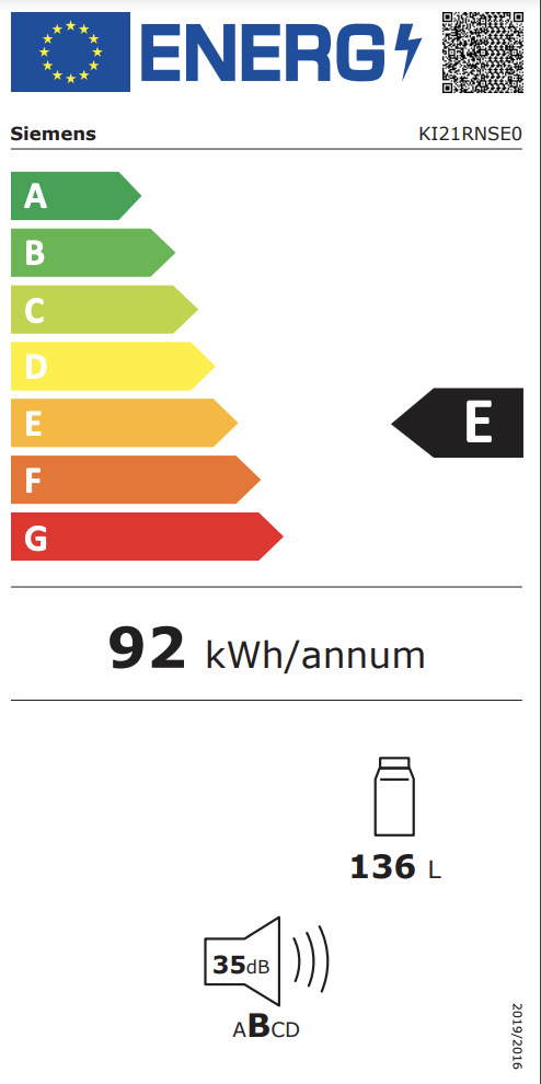 SIEMENS KI21RNSE0 IQ100 koelkast zonder vriesvak - 88cm