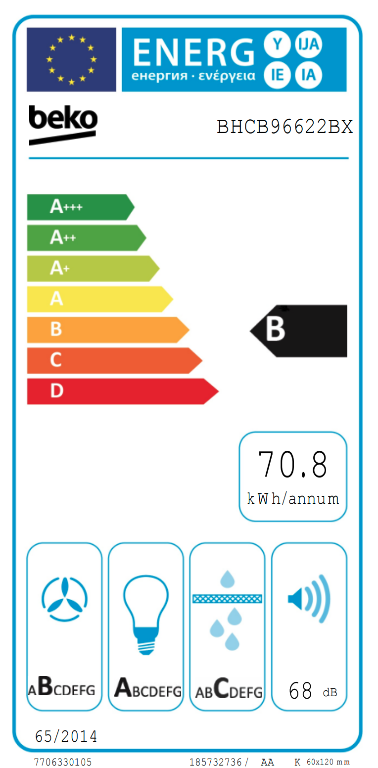 BEKO BHCB96622BX wandschouwdampkap - 90cm