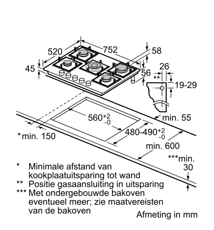 BOSCH PPQ7A6I40 gaskookplaat - 75cm BOSCH PPQ7A6I40 gaskookplaat - 75cm