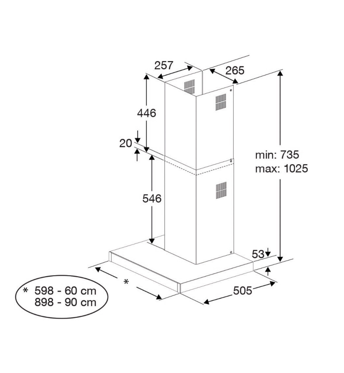 BEKO BHCB61622BXH wandschouwdampkap - 60cm