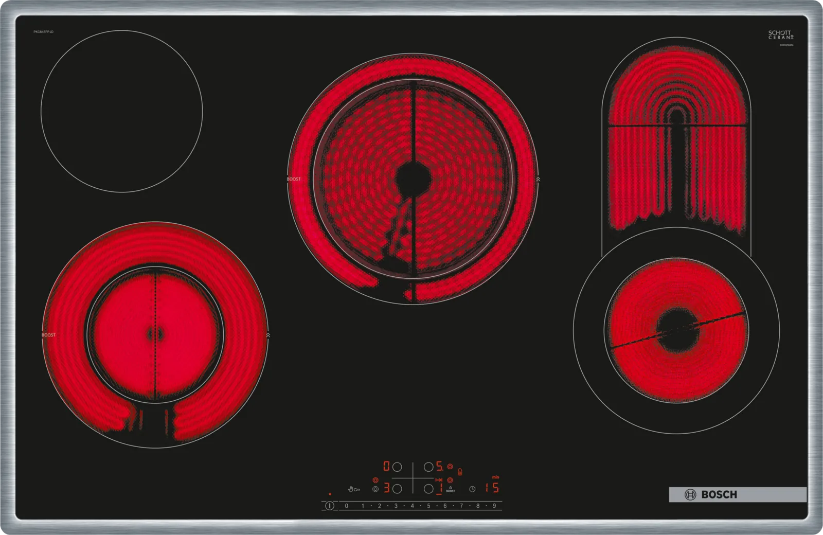 BOSCH PKC845FP1D SERIE 6 vitrokeramische kookplaat - 80cm BOSCH PKC845FP1D SERIE 6 vitrokeramische kookplaat - 80cm