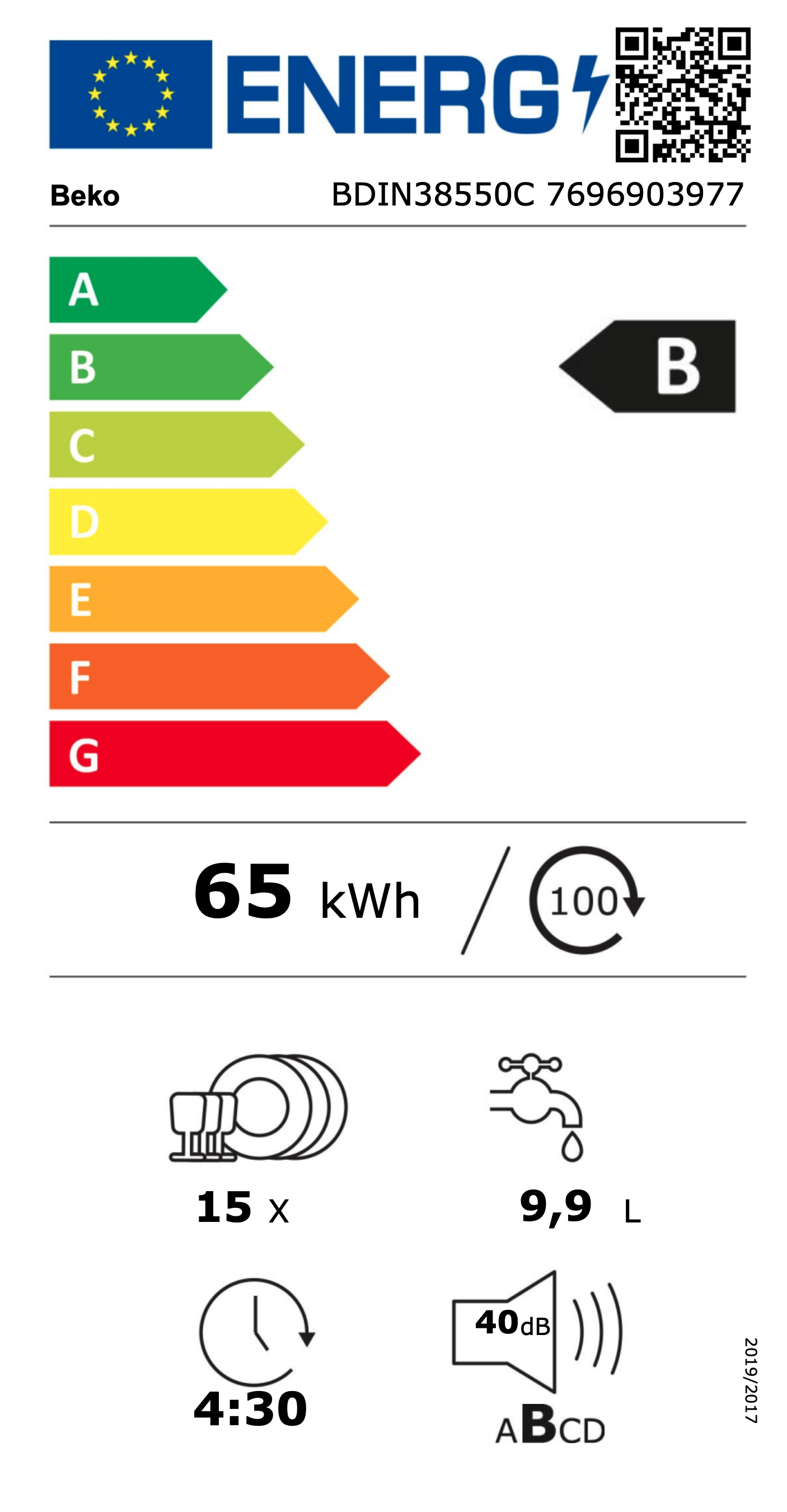 BEKO BDIN38550C vaatwasser volledig integreerbaar