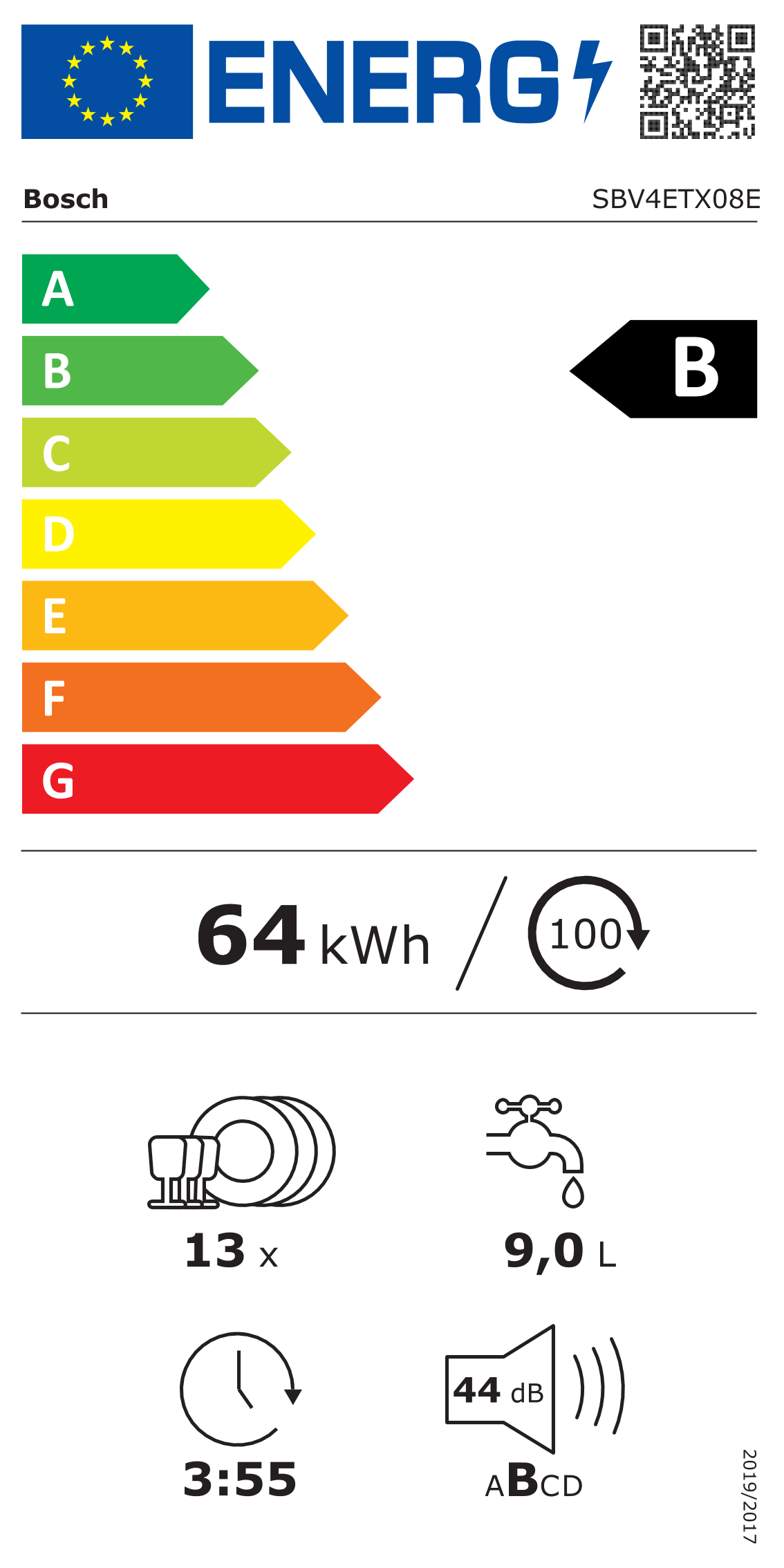 BOSCH SBV4ETX08E vaatwasser volledig integreerbaar