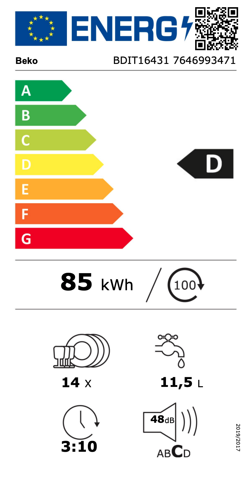 BEKO BDIT16431 vaatwasser volledig integreerbaar
