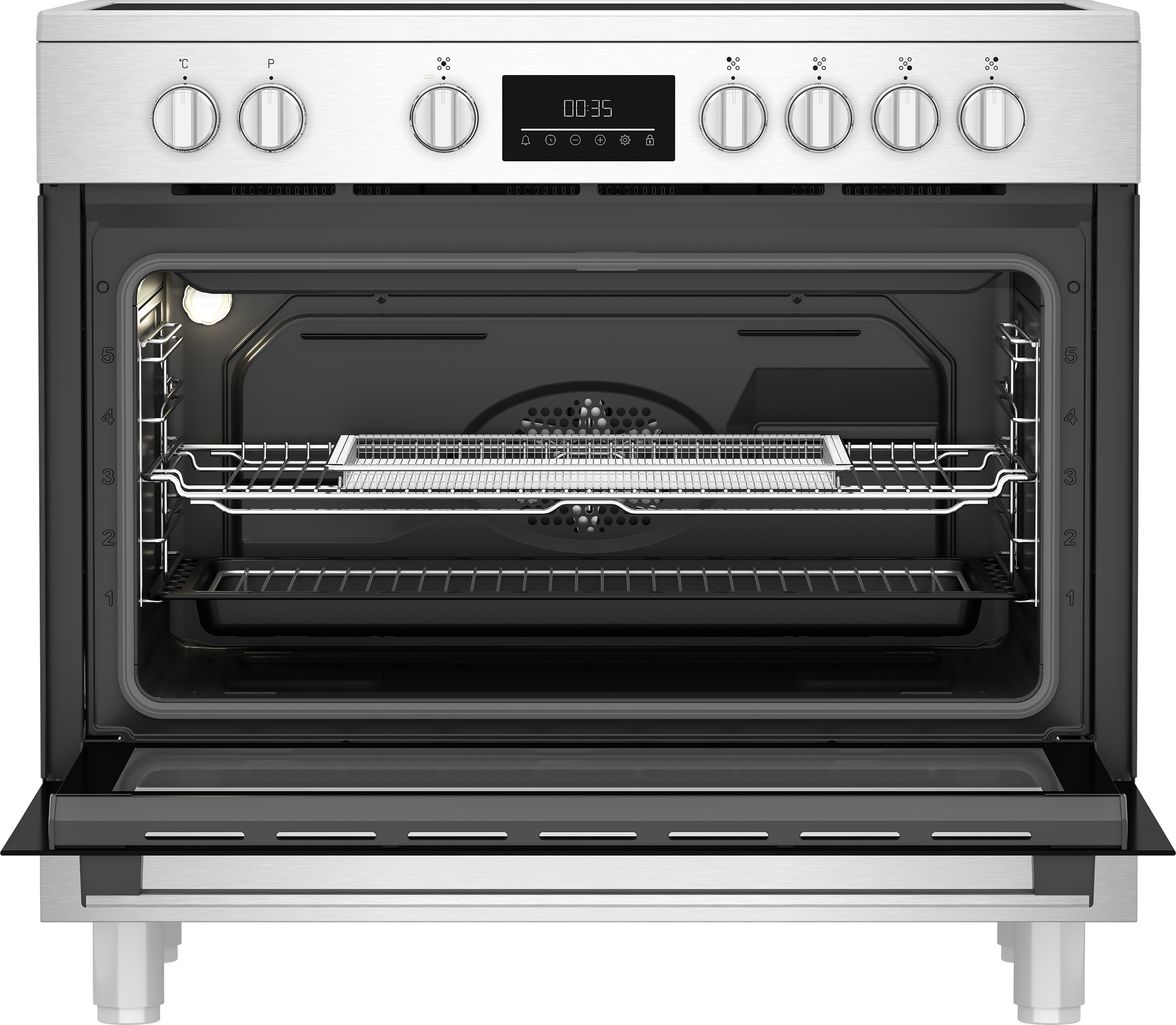 BEKO BGM30203EX fornuis met keramische kookplaat - 90cm BEKO BGM30203EX fornuis met keramische kookplaat - 90cm