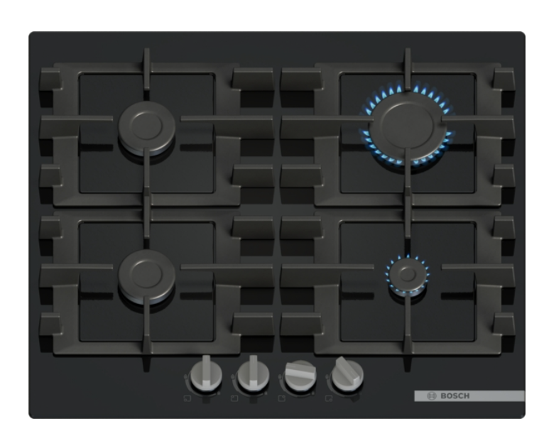 BOSCH PNP6B6K40 gaskookplaat - 60cm BOSCH PNP6B6K40 gaskookplaat - 60cm