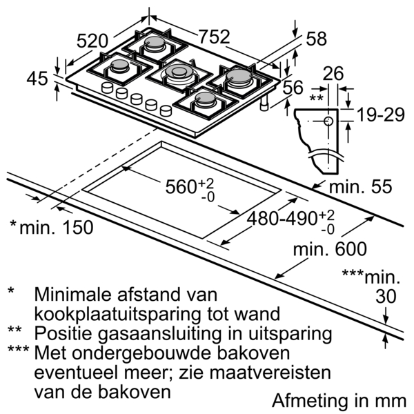 SIEMENS EP7A6QI40 gaskookplaat - 75cm