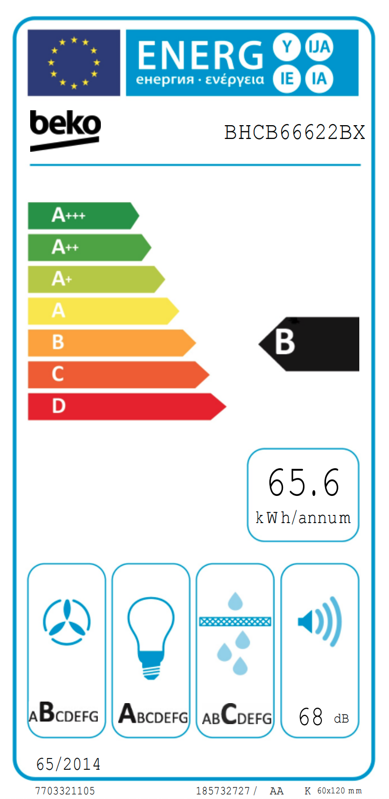 BEKO BHCB66622BX wandschouwdampkap - 60cm