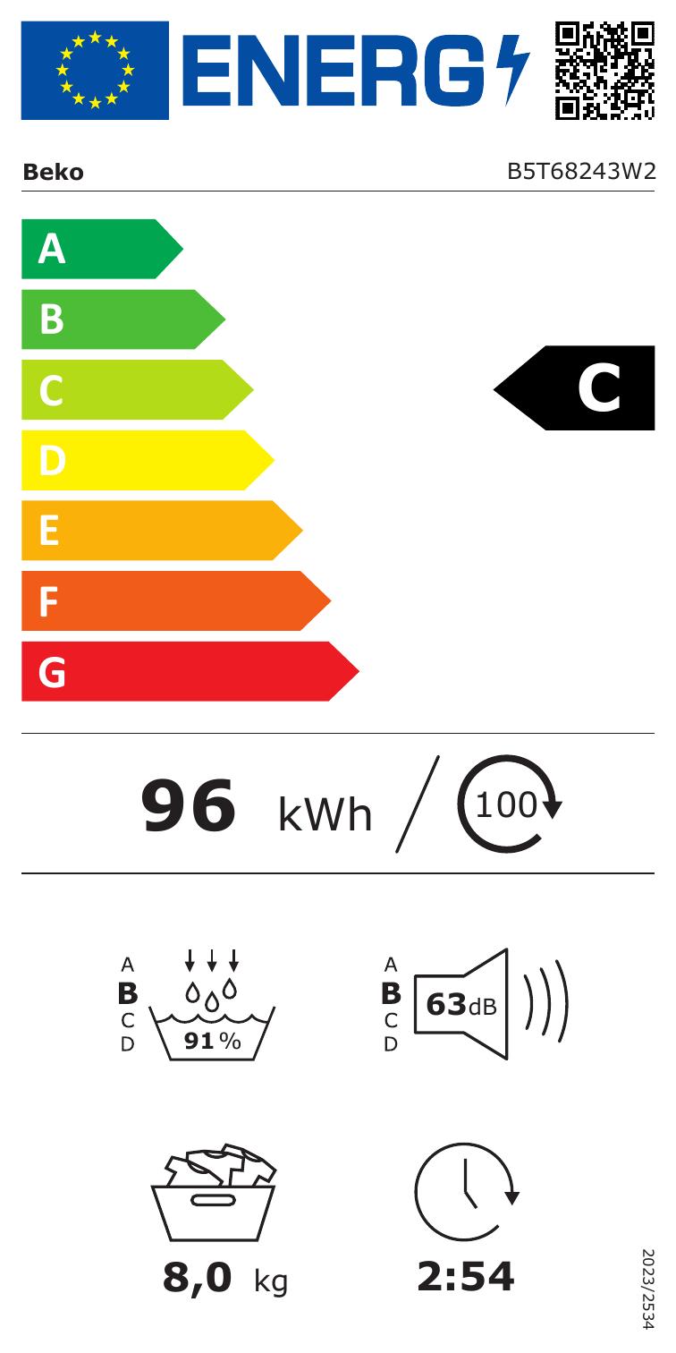 BEKO B5T68243W2 droogkast - warmtepomp