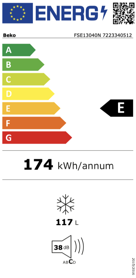 BEKO FSE13040N vrijstaande vriezer - 102cm