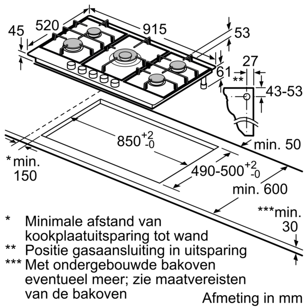 SIEMENS EC9A5RI90 gaskookplaat - 90cm