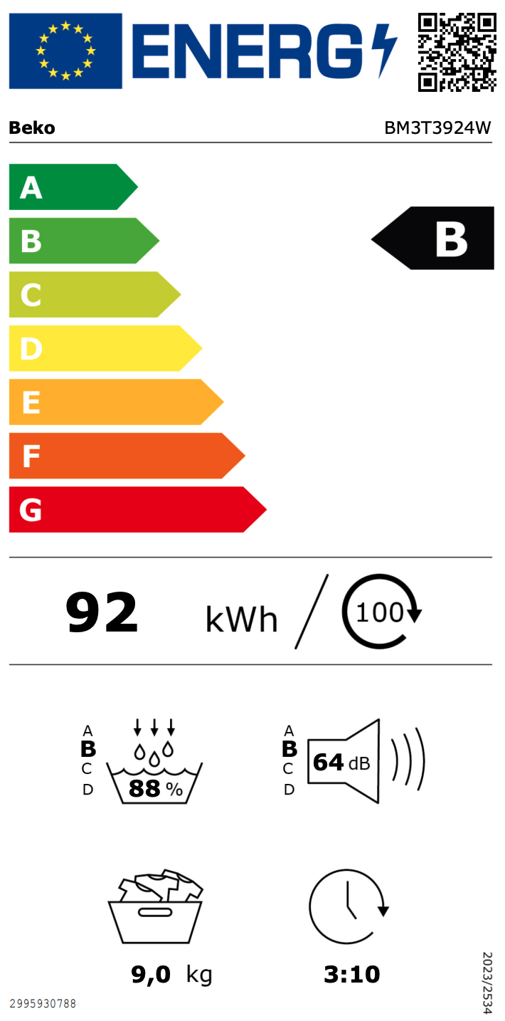 BEKO BM3T3924W droogkast - warmtepomp