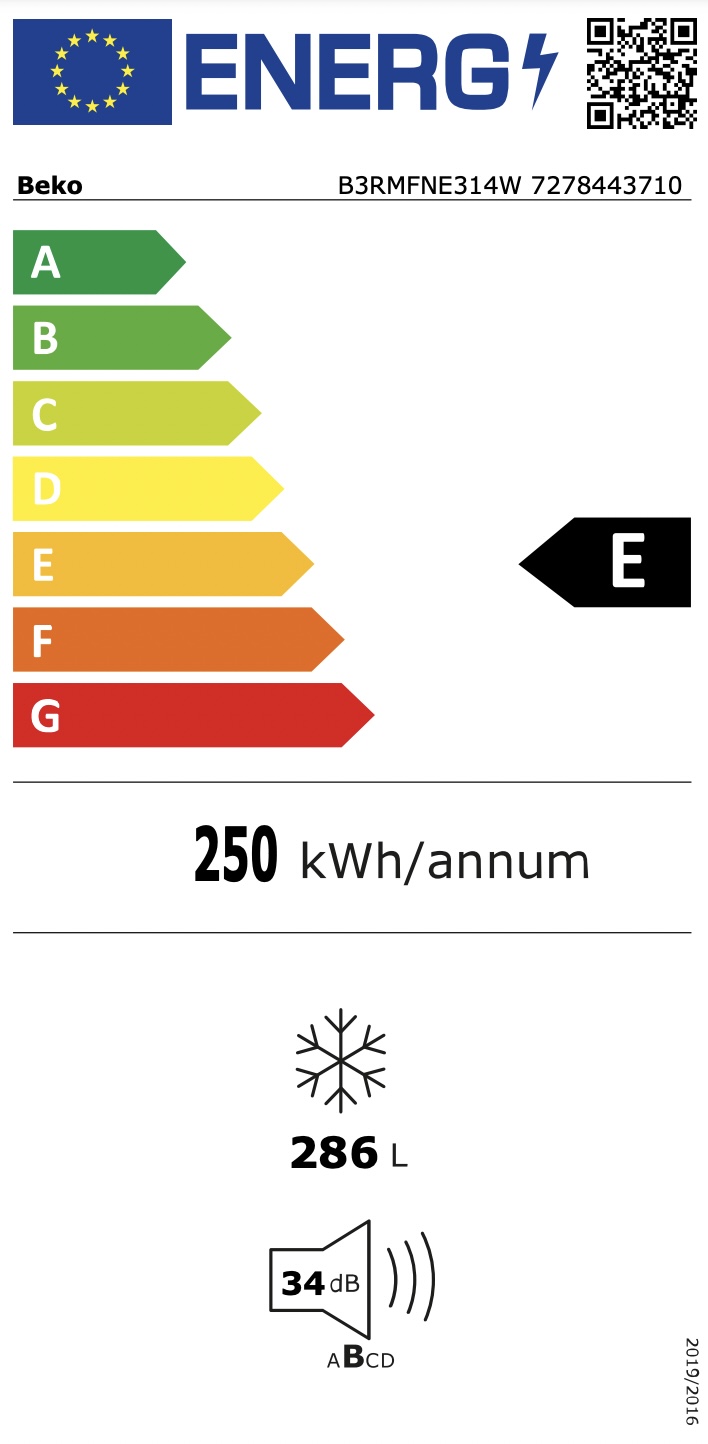 BEKO B3RMFNE314W vrijstaande vriezer - 186cm BEKO B3RMFNE314W vrijstaande vriezer - 186cm