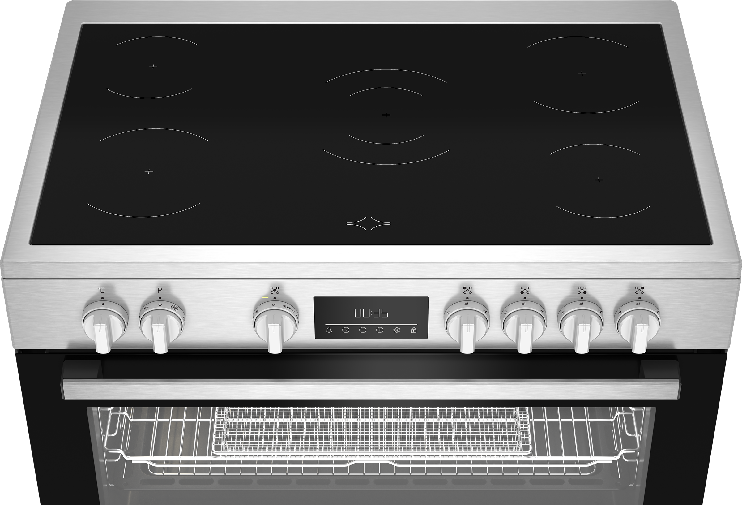 BEKO BGM30203EX fornuis met keramische kookplaat - 90cm BEKO BGM30203EX fornuis met keramische kookplaat - 90cm