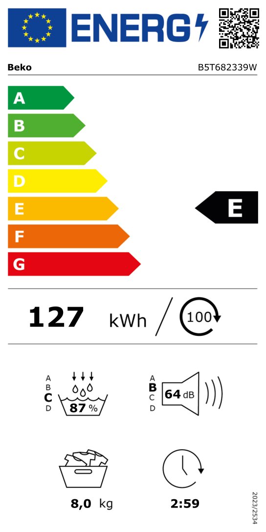 BEKO B5T682339W droogkast - warmtepomp
