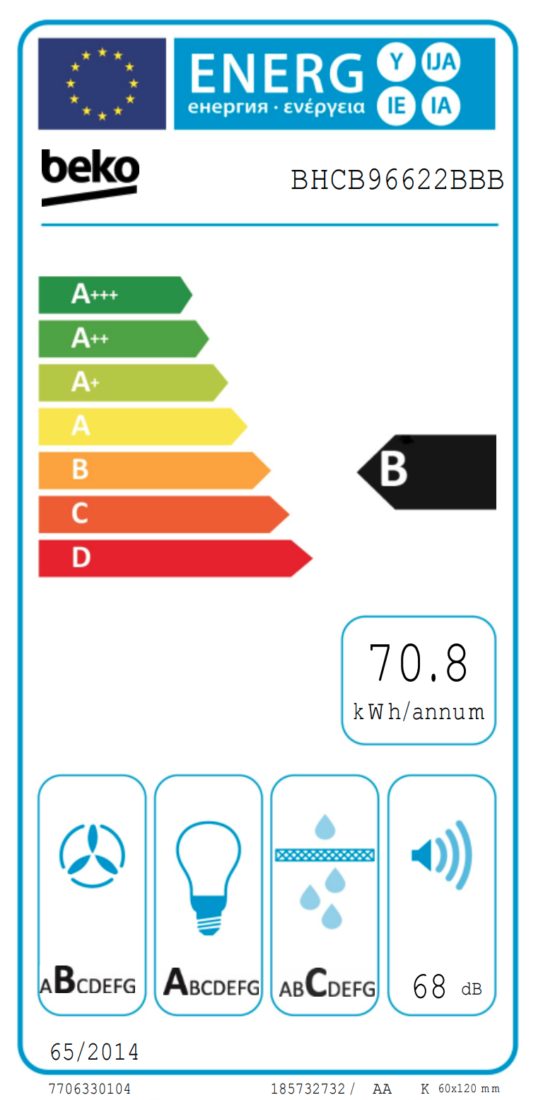 BEKO BHCB96622BBB wandschouwdampkap - 90cm
