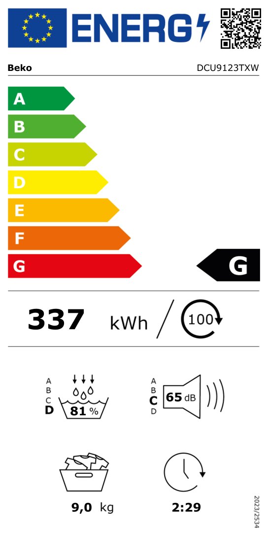 BEKO DCU9123TXW droogkast - condensdroger