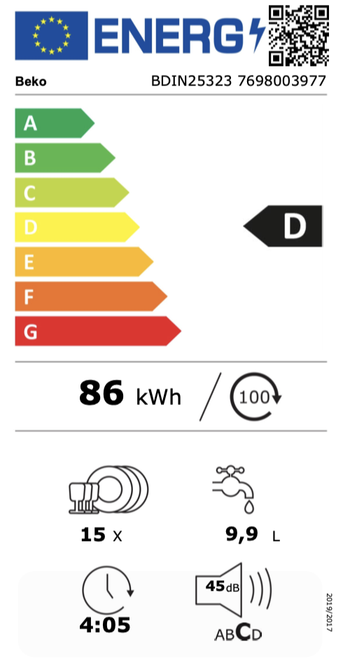 BEKO BDIN25323 vaatwasser volledig integreerbaar