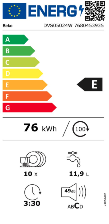 BEKO DVS05024W vrijstaande vaatwasser