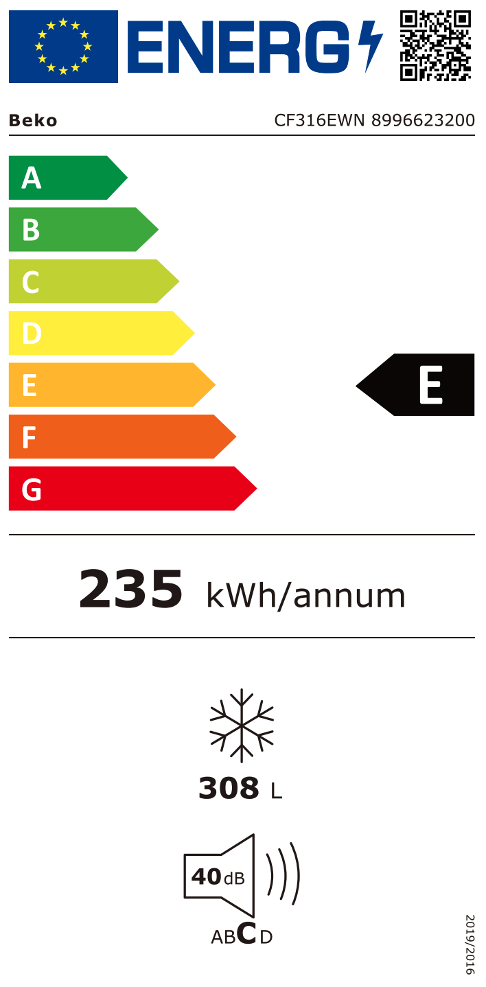 BEKO CF316EWN vrijstaande vriezer - 84cm