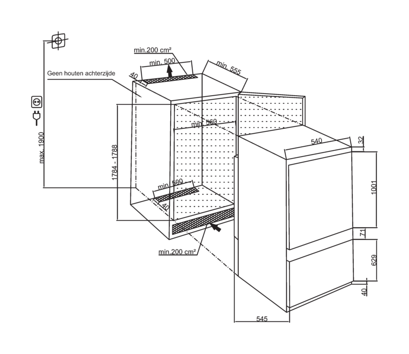 BEKO BCHA275K41SN koel-/vriescombinatie - 178cm