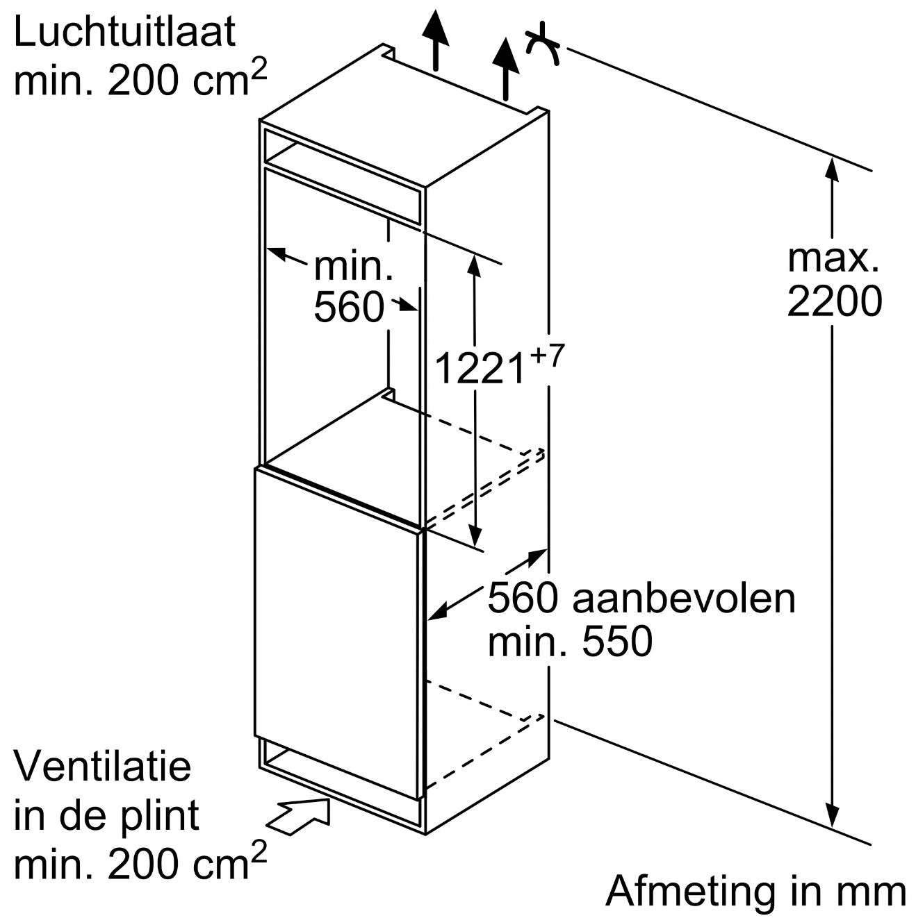 BOSCH KIL425SE0 SERIE 2 koelkast met vriesvak - 122cm
