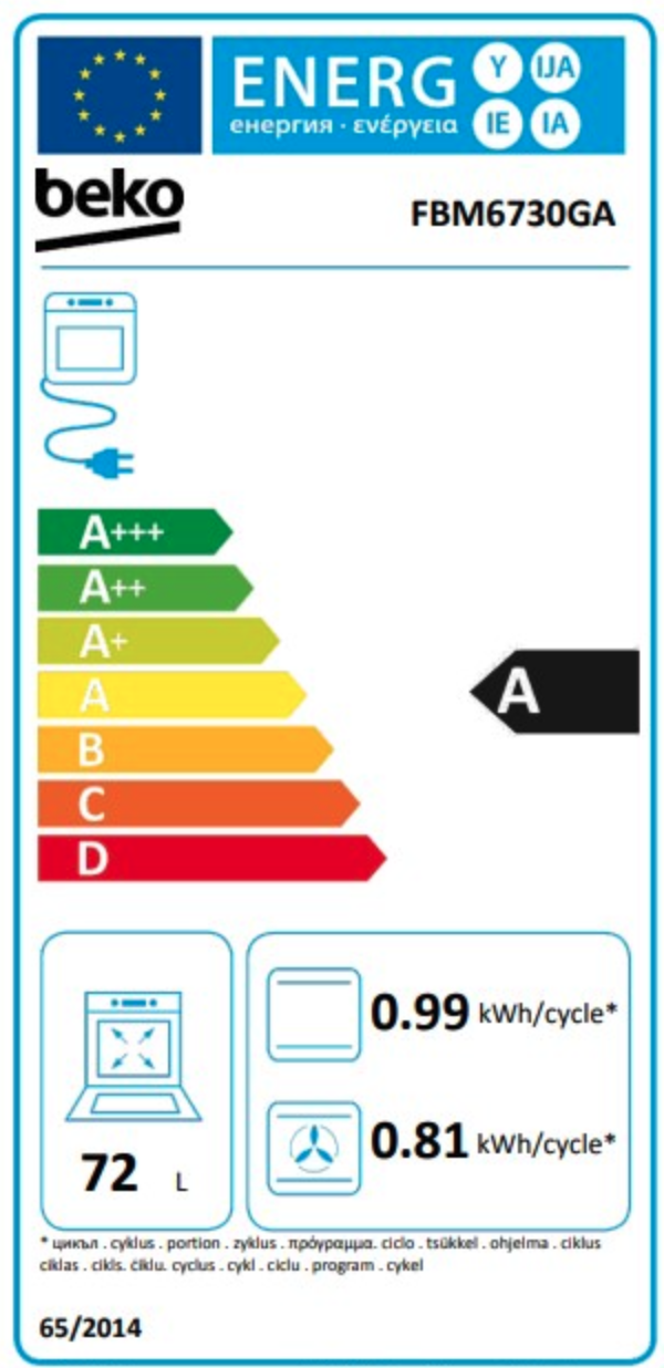 BEKO FBM6730GA fornuis met keramische kookplaat - 60cm