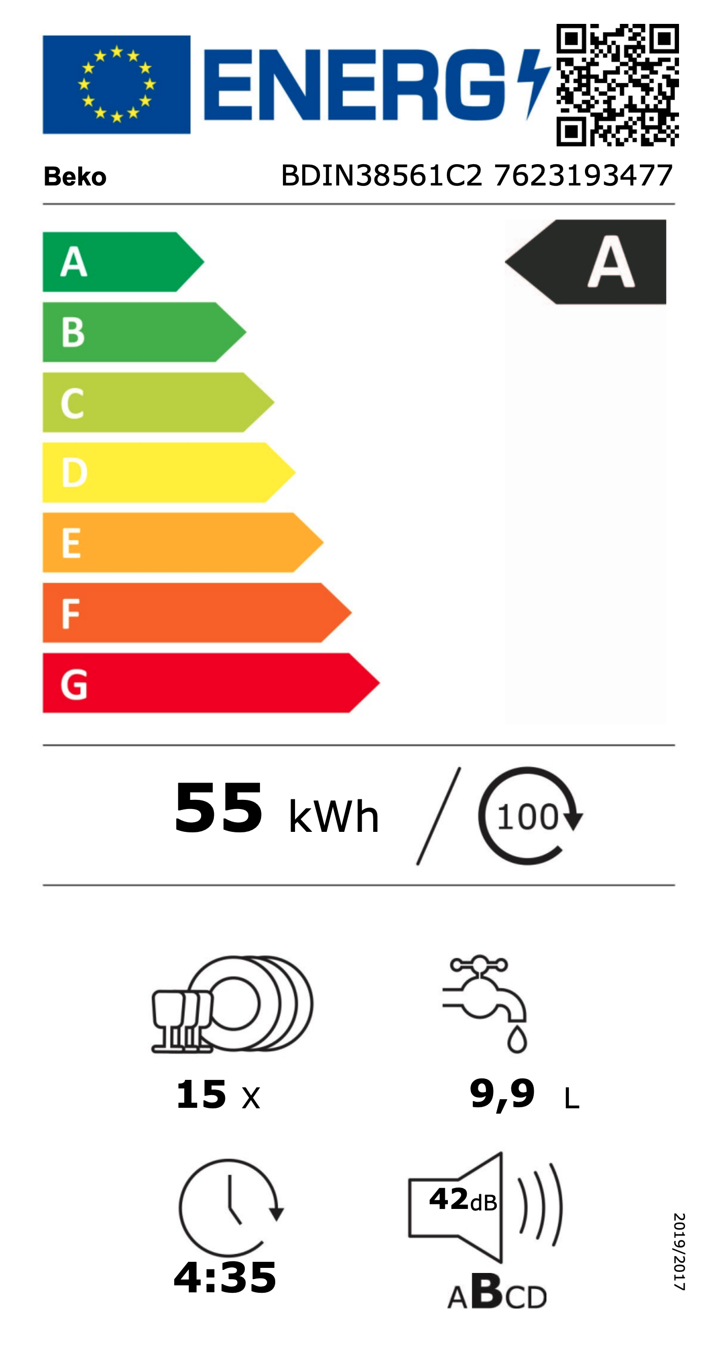 BEKO BDIN38561C2 vaatwasser volledig integreerbaar