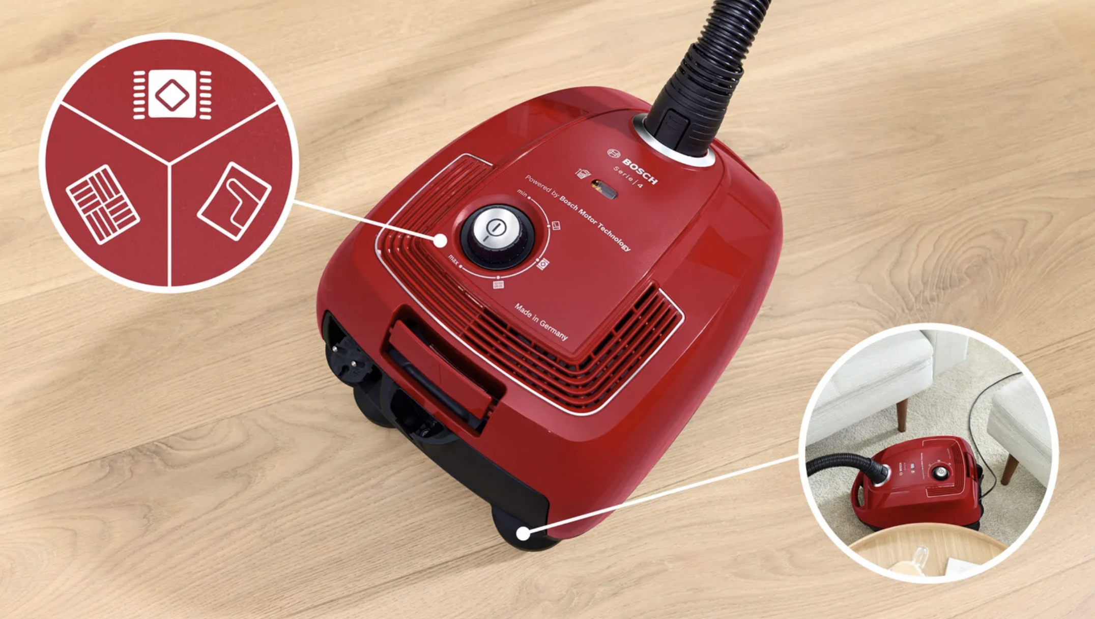 BOSCH SDA BGB38RD2 SERIE 4 stofzuiger met zak BOSCH SDA BGB38RD2 SERIE 4 stofzuiger met zak